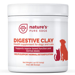 Nature's Pure Edge clay powder packaging shows 7.4 oz size for easy at-home use