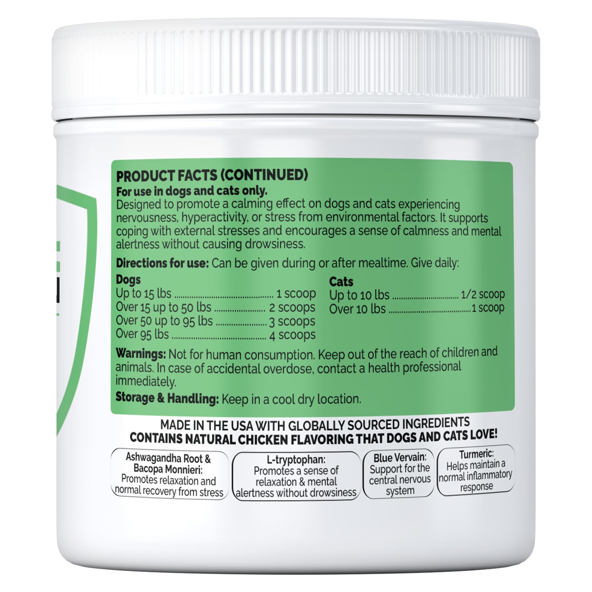 Nature's Pure Edge serving-scoop shows easy dosing for pets.