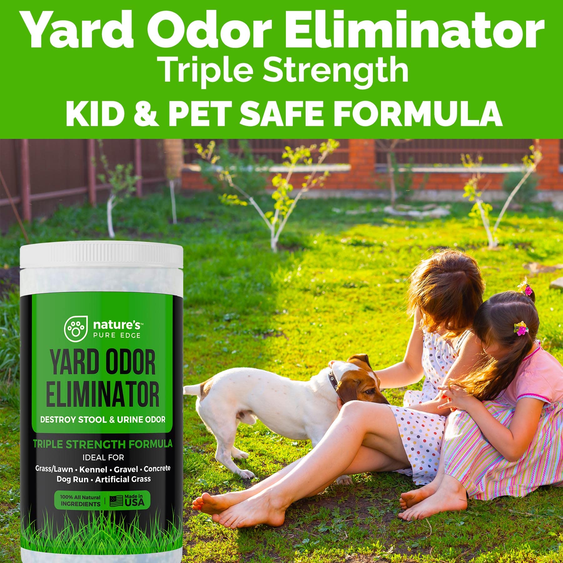Nature's Pure Edge Yard Odor Eliminator on patio creates an inviting, odor-free seating area.