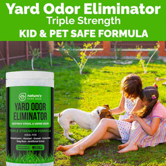 Nature's Pure Edge Yard Odor Eliminator on patio creates an inviting, odor-free seating area.