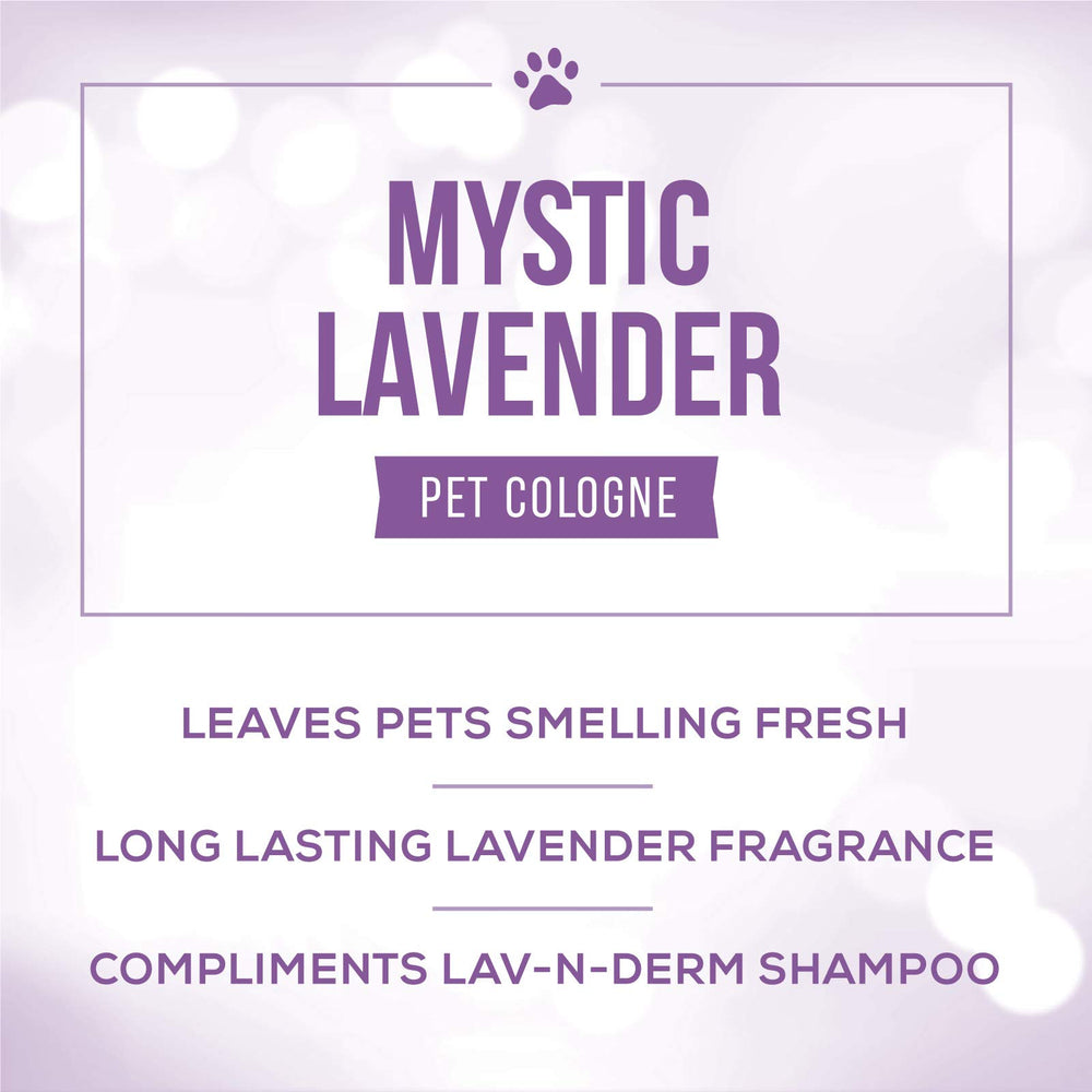 Nature's Specialties Mystic Lavender label close-up, safe pet fragrance details.
