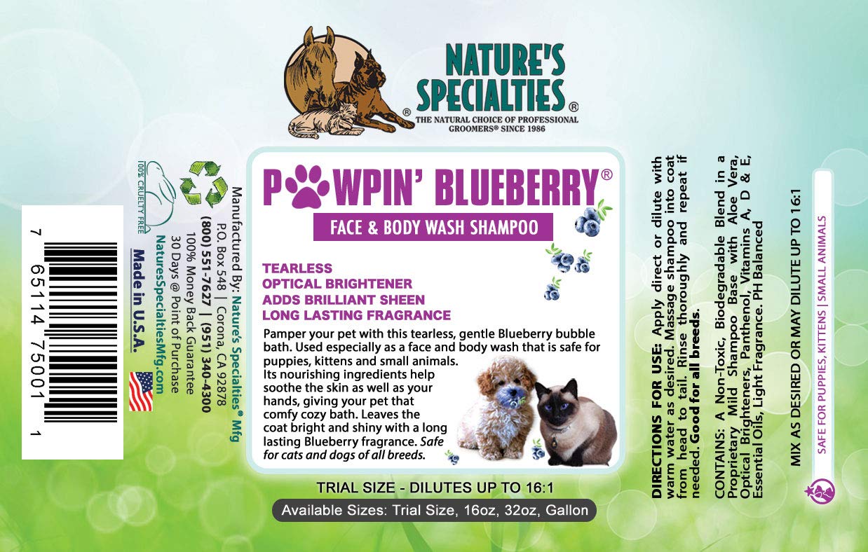 Nature's Specialties Pawpin' Blueberry lather creates gentle bubbles for coats