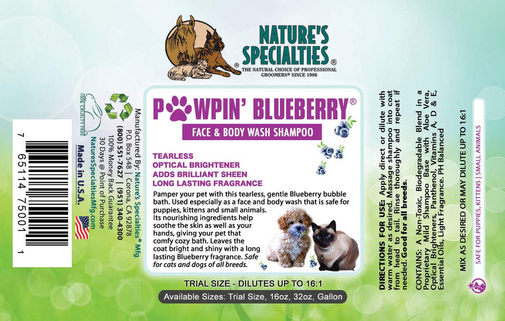 Nature's Specialties Pawpin' Blueberry lather creates gentle bubbles for coats