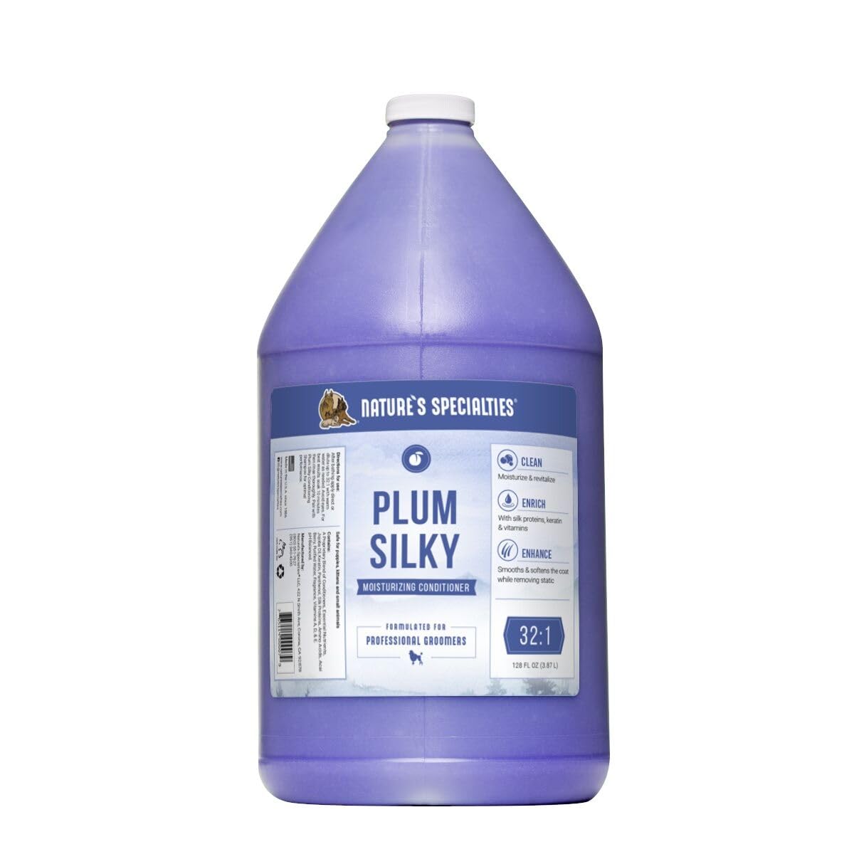 Nature's Specialties Plum Silky conditioner concentrate 1gal bottle pour for easy-dilution and smooth coats.