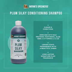 Nature's Specialties Plum Silky label emphasizes conditioning and scent