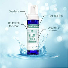 Nature's Specialties Plum Silky Waterless Dog Shampoo foam provides easy on-the-go cleansing