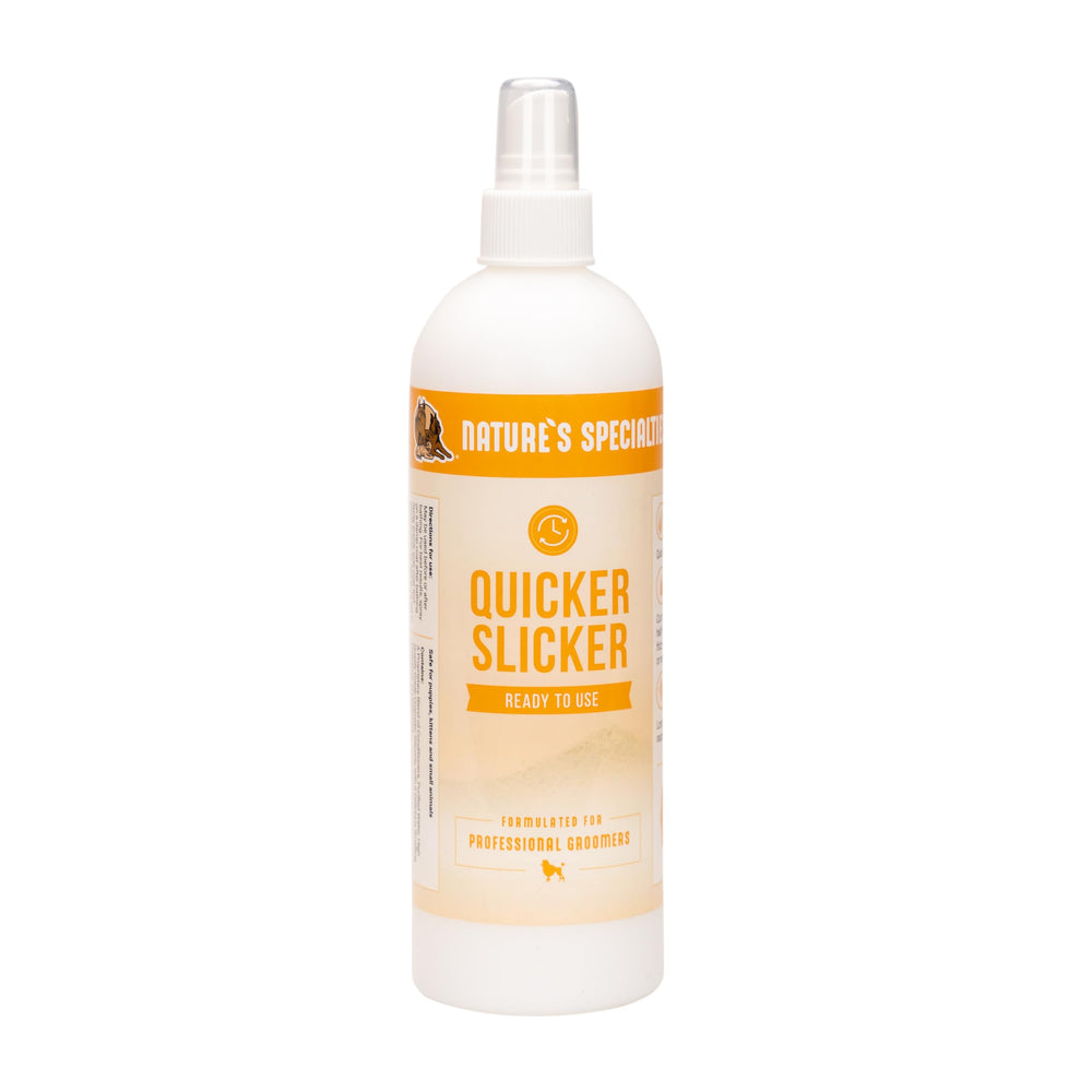 Nature's Specialties Quicker Slicker bottle front showing detangler spray for quick detangling