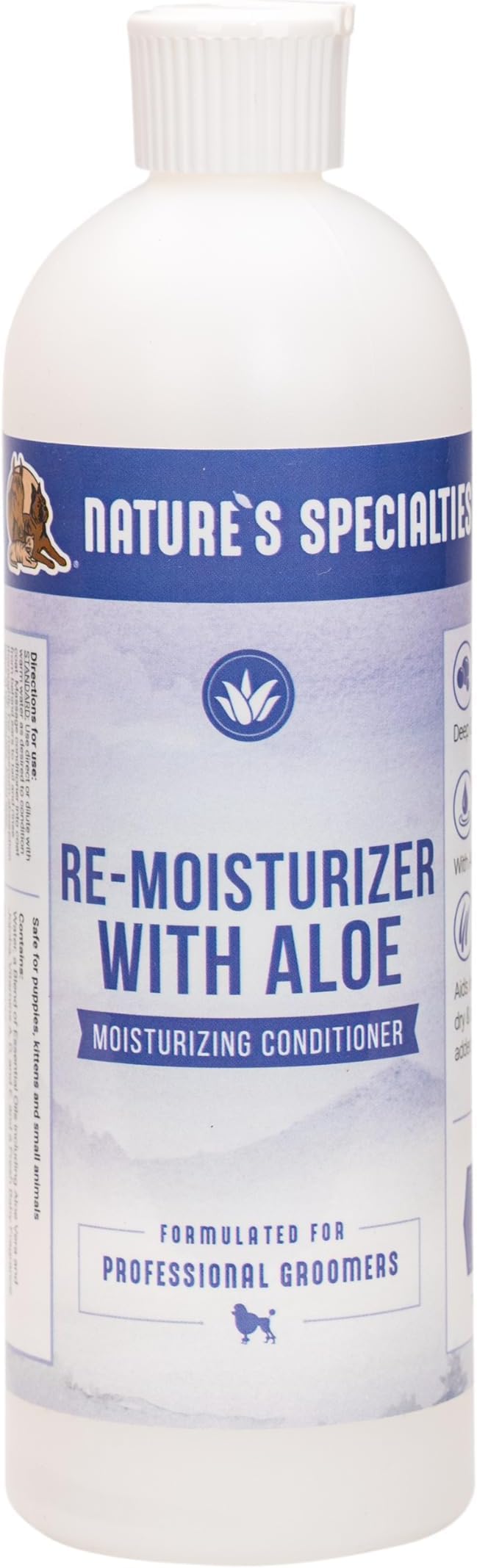 Nature's Specialties Re-moisturizer Aloe bottle pour for easy conditioning.