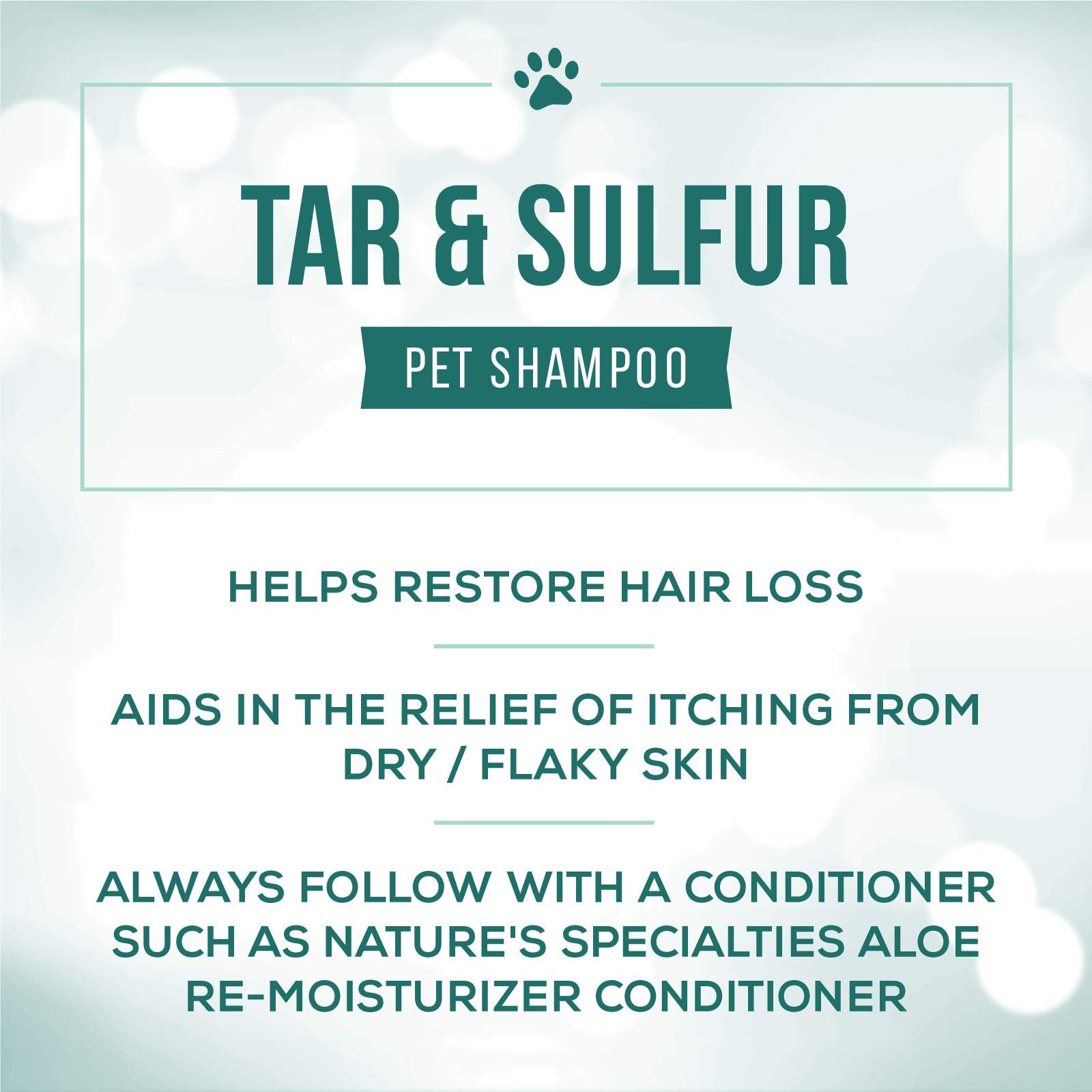 Nature's Specialties Tar and Sulfur dilution-ready bottle in a grooming setup.