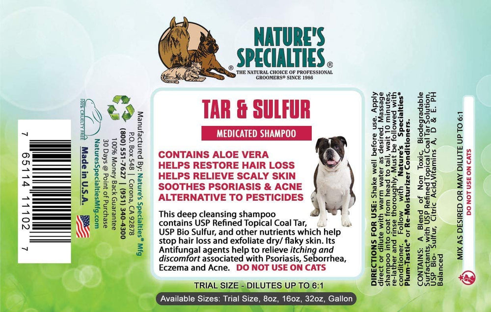Nature's Specialties Tar and Sulfur coat lather demonstrates thorough cleansing and coat care.