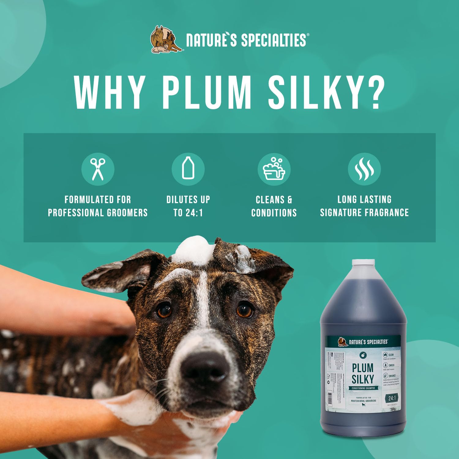 Nature's Specialties Plum Silky massage coating shows cleansing and texture in action