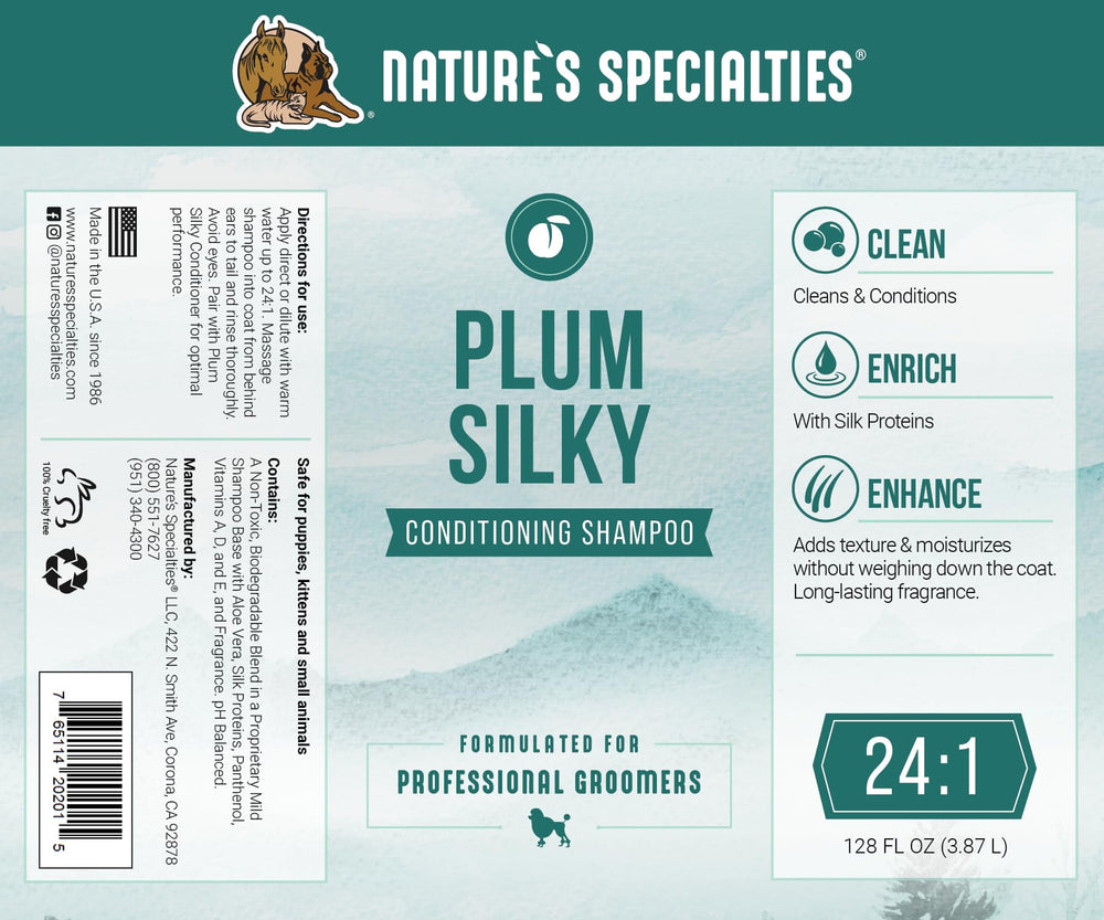 Nature's Specialties Plum Silky silk proteins close-up highlight conditioning shine