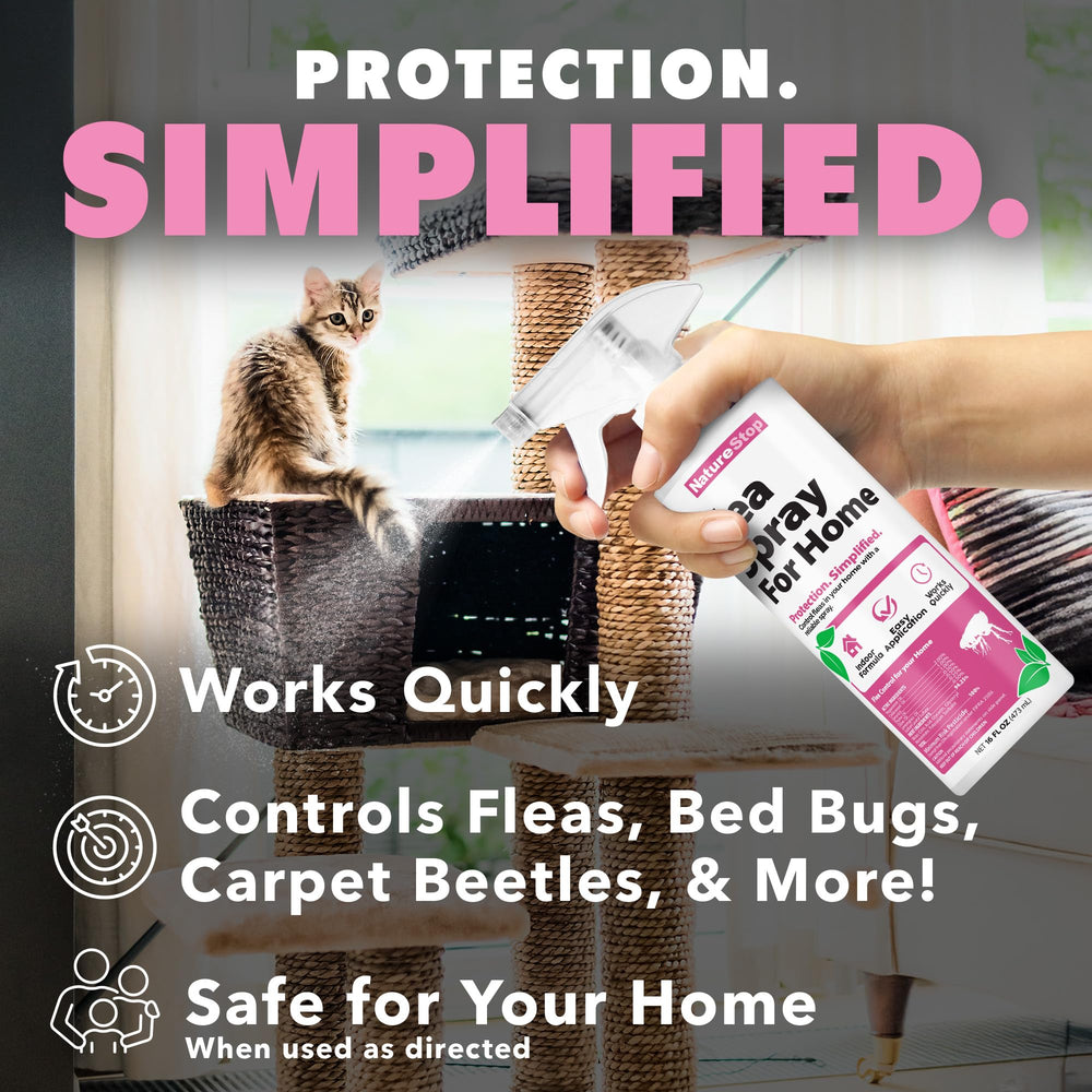 NatureStop Flea Spray dries quickly with a light, fresh scent