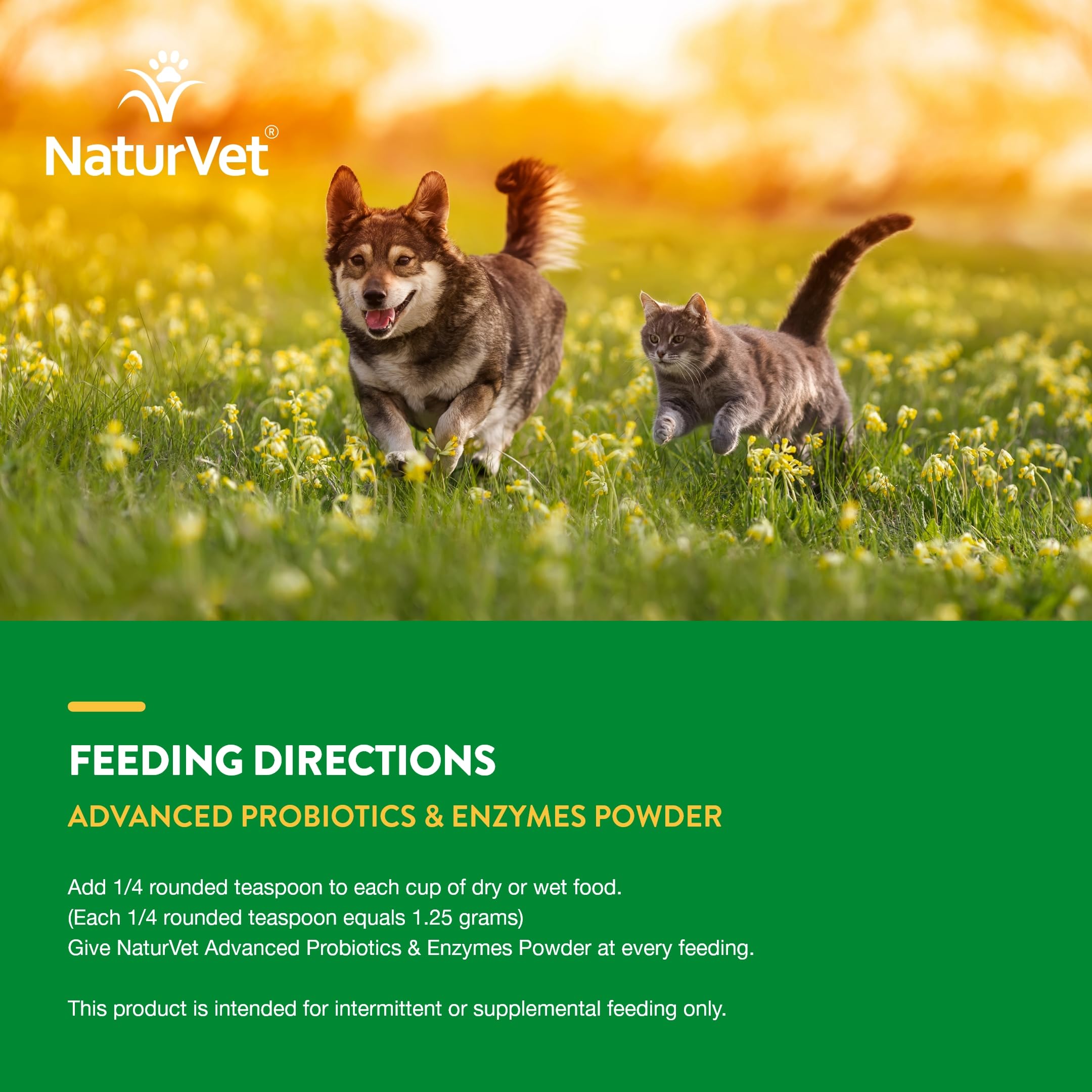 NaturVet 8oz bottle close-up indicating convenient daily dosing
