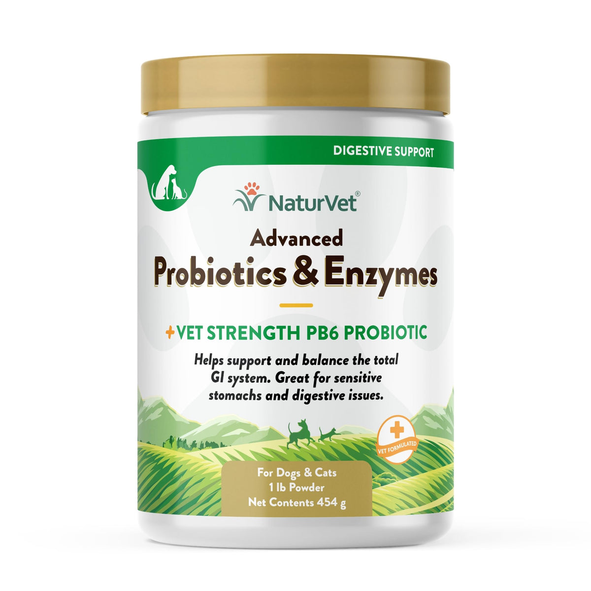 NaturVet Advanced Probiotics & Enzymes tub supports balanced digestion in pets
