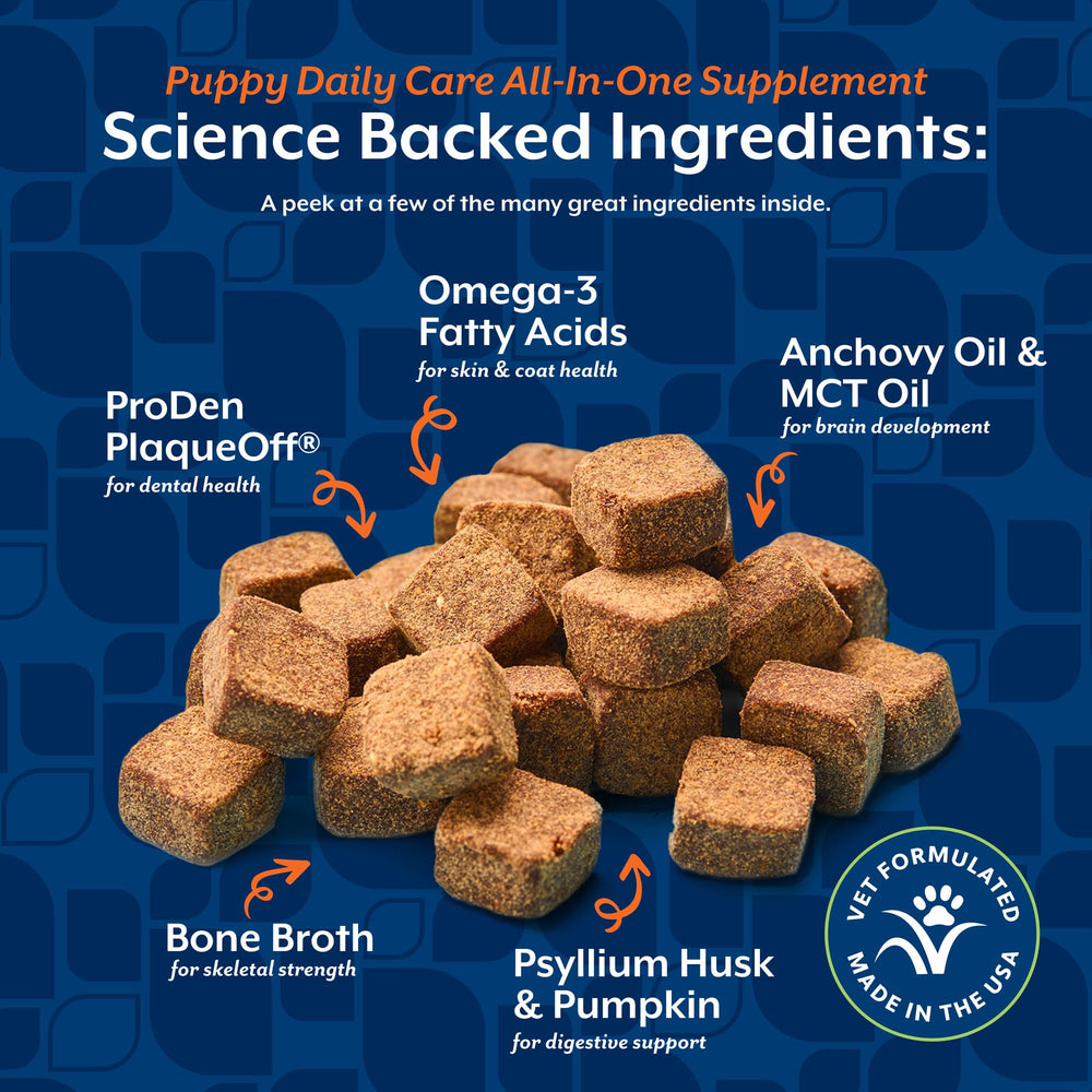NaturVet All-In-One Puppy Daily Care joint-focused chews support mobility for puppies.