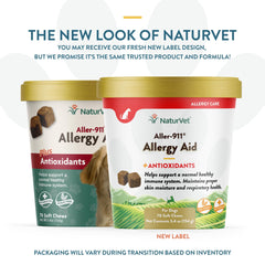 NaturVet Aller-911 dog and cat soft chews shown with omega-rich formula for immune support