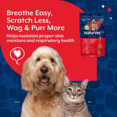 NaturVet Aller-911 powder jar label highlights antioxidants for overall well-being.