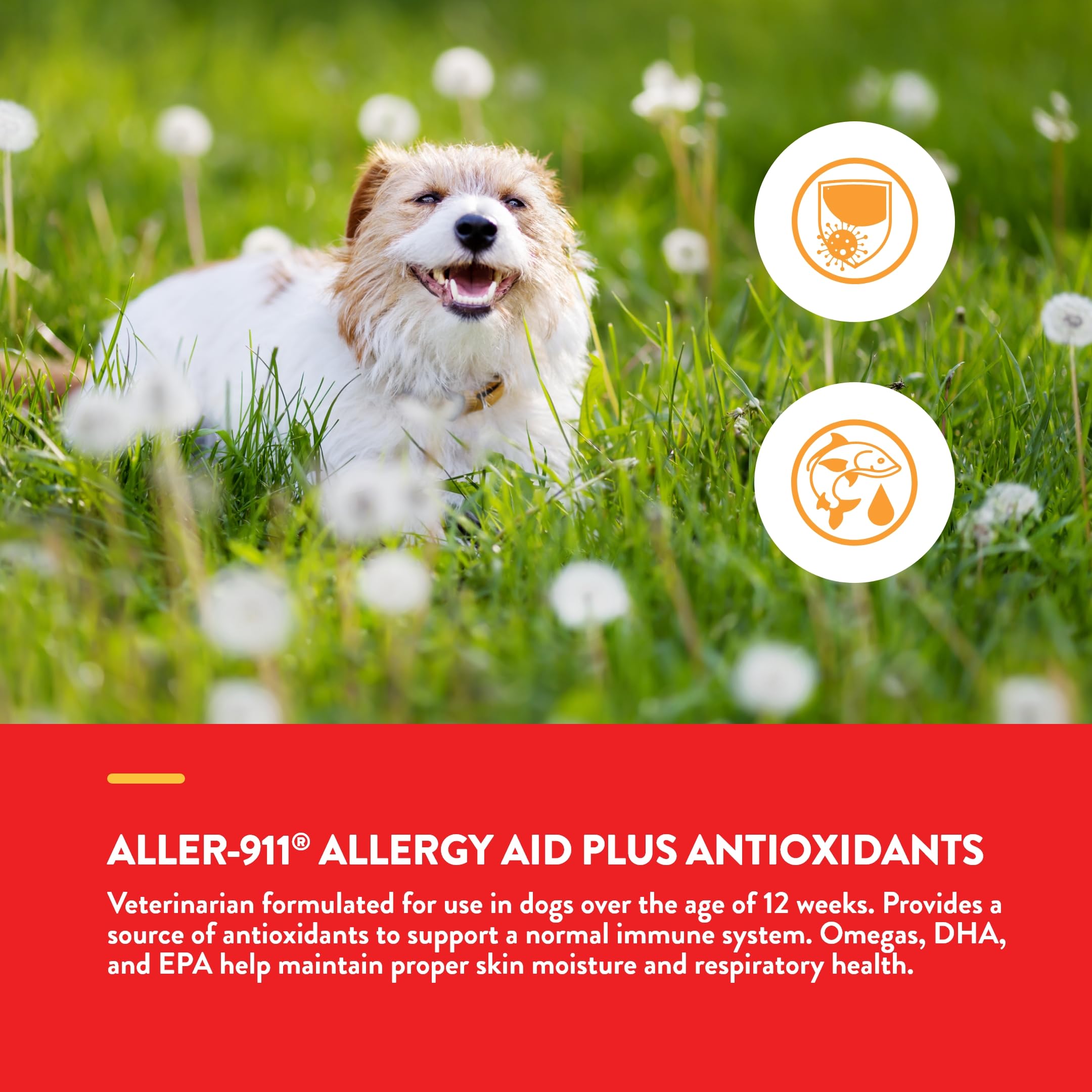 NaturVet Aller-911 USA-made label on packaging for trusted pet supplement