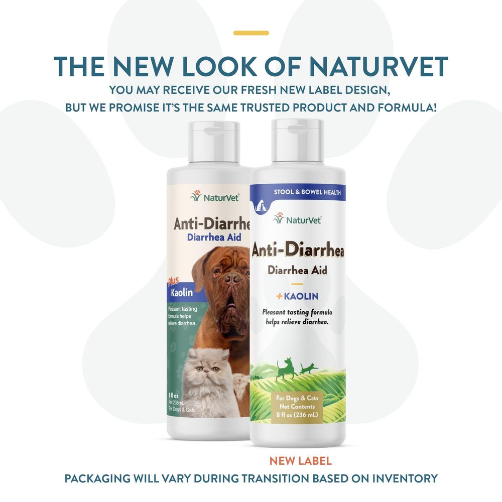 NaturVet anti-diarrhea liquid ingredients closeup highlights kaolin and pectin
