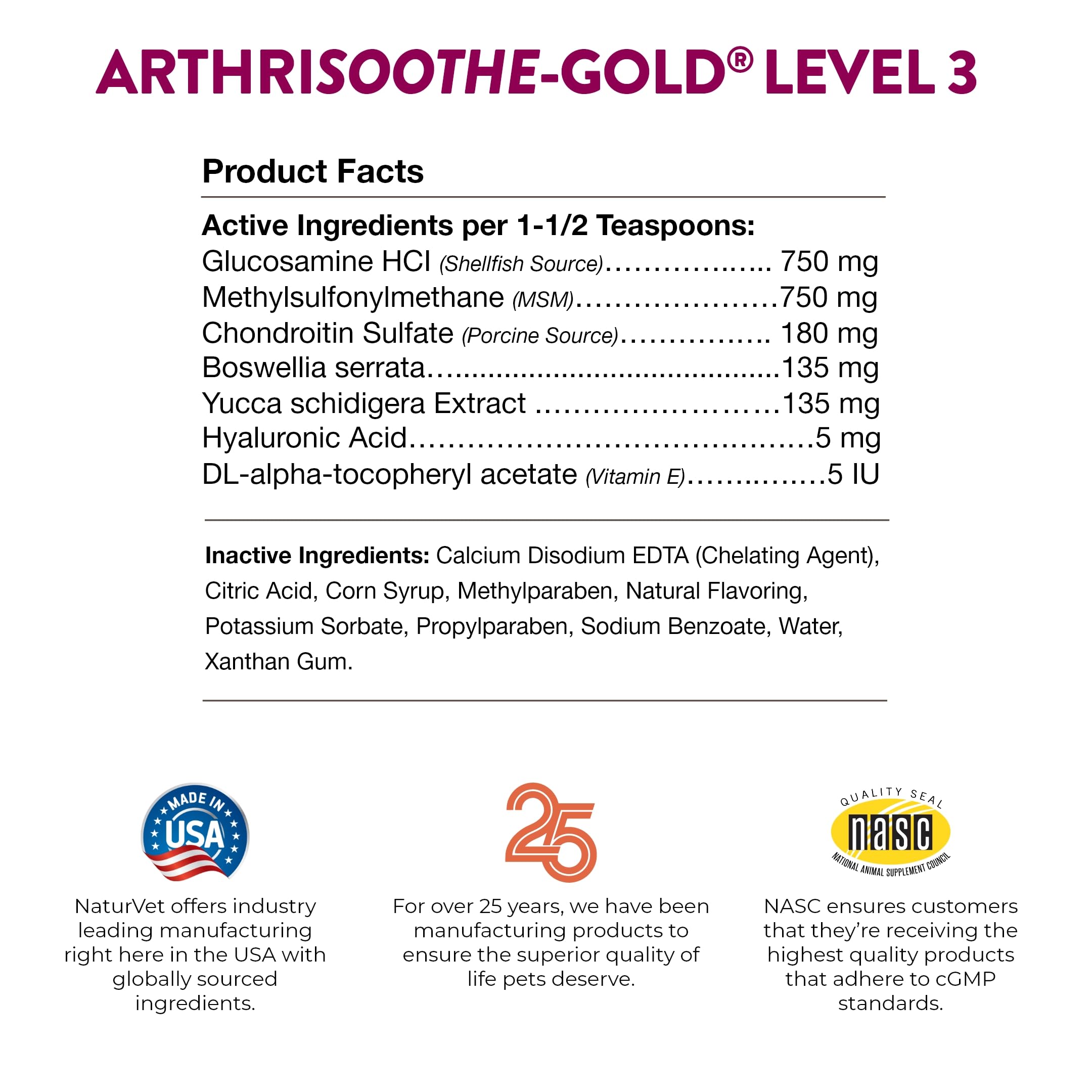 NaturVet ArthriSoothe-Gold 32 oz bottle ready for daily care.