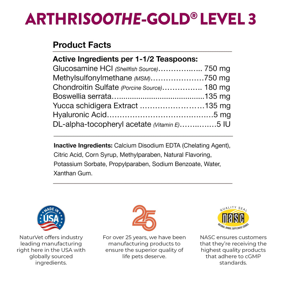 NaturVet ArthriSoothe-Gold 32 oz bottle ready for daily care.
