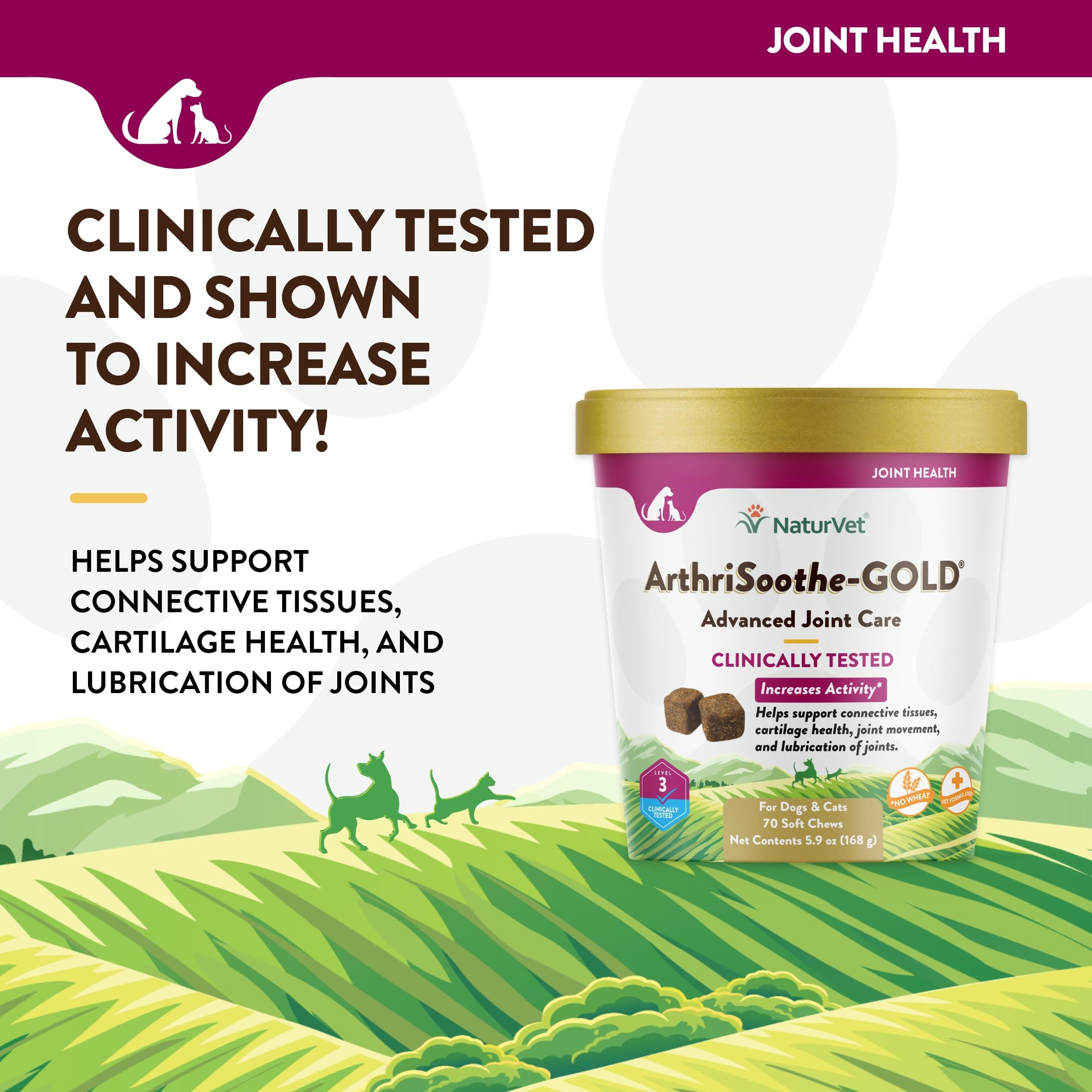 NaturVet ArthriSoothe-Gold Level 3 soft chews closeup, tasty texture supporting regular dosing.