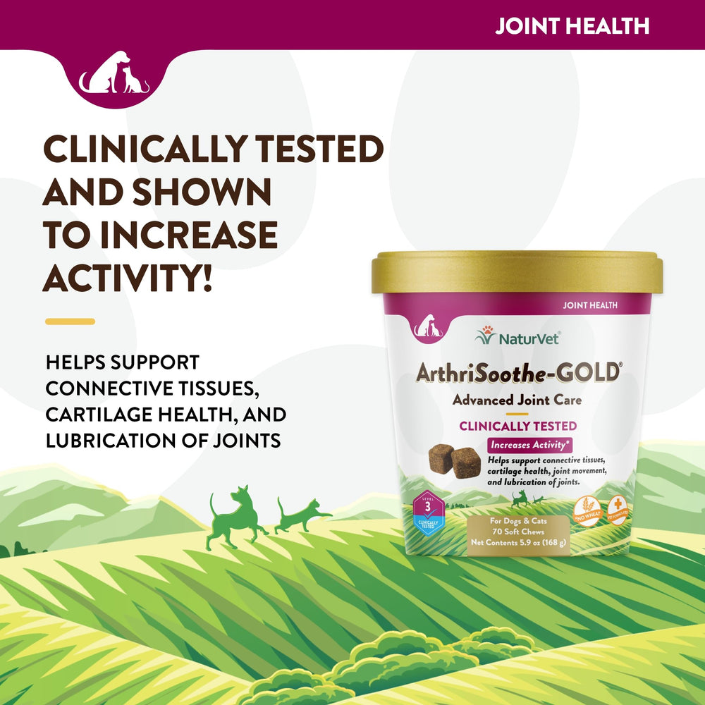 NaturVet ArthriSoothe-Gold Level 3 soft chews closeup, tasty texture supporting regular dosing.