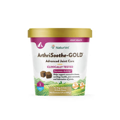 NaturVet ArthriSoothe-Gold Level 3 soft chews jar, convenient joint support snack.