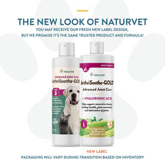 NaturVet ArthriSoothe-Gold pouring bottle showing easy administration