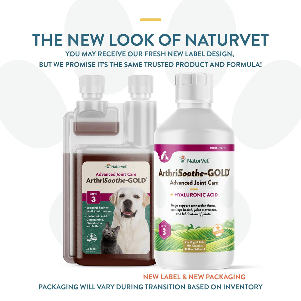 NaturVet ArthriSoothe-Gold senior dog image highlighting joint care.