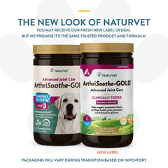NaturVet ArthriSoothe-GOLD close-up of chewables highlighting glucosamine and chondroitin for cartilage health.