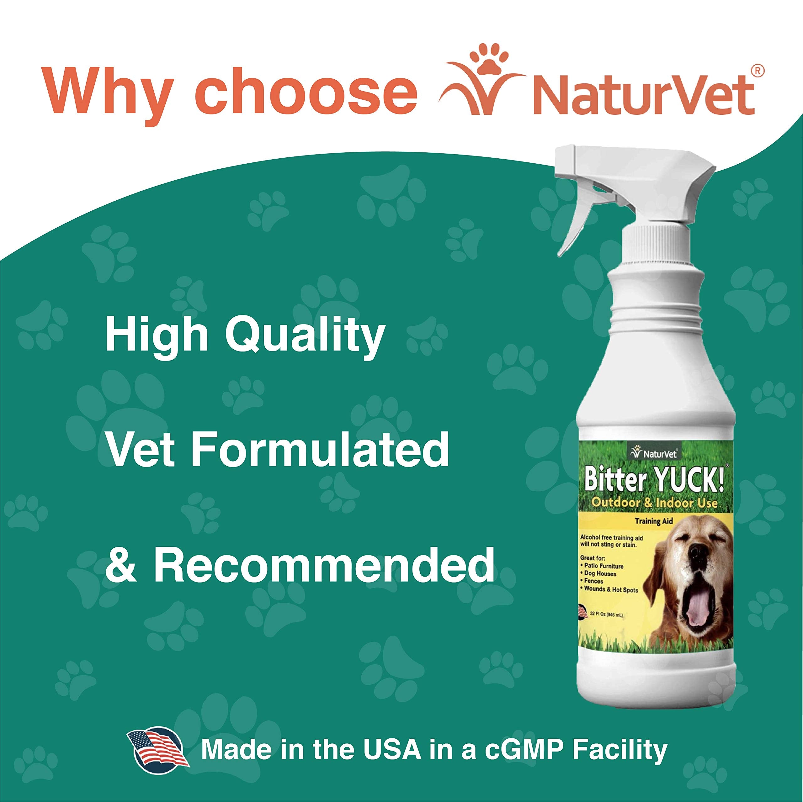 NaturVet Bitter Yuck alcohol-free spray supports safe use around pets.