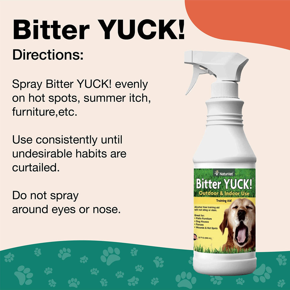 NaturVet Bitter Yuck non-staining formula keeps surfaces clean after application.