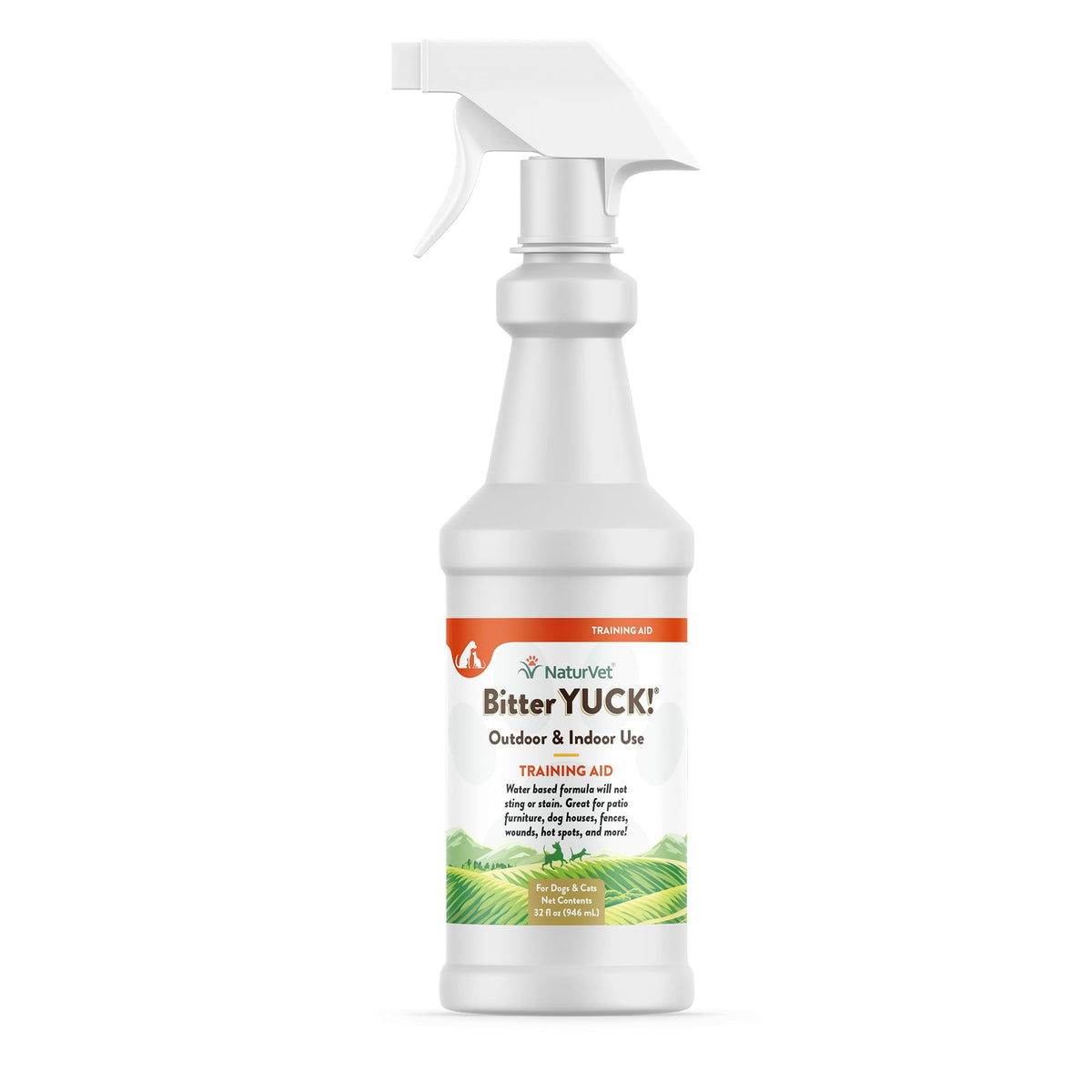 NaturVet Bitter Yuck bottle for outdoor pets deters chewing on furniture.