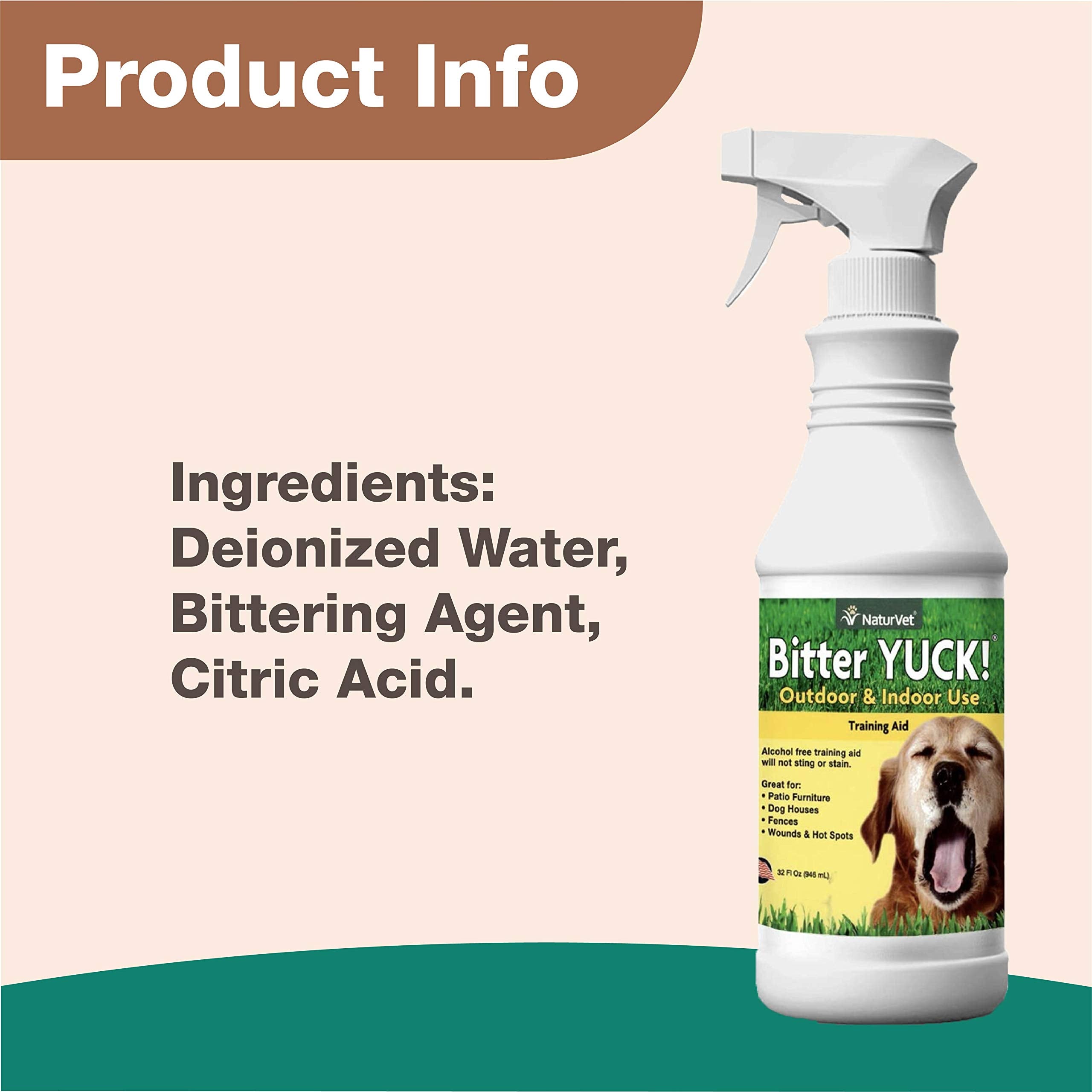 NaturVet Bitter Yuck helps deter chewing on pet-accessible areas like furniture and cables.