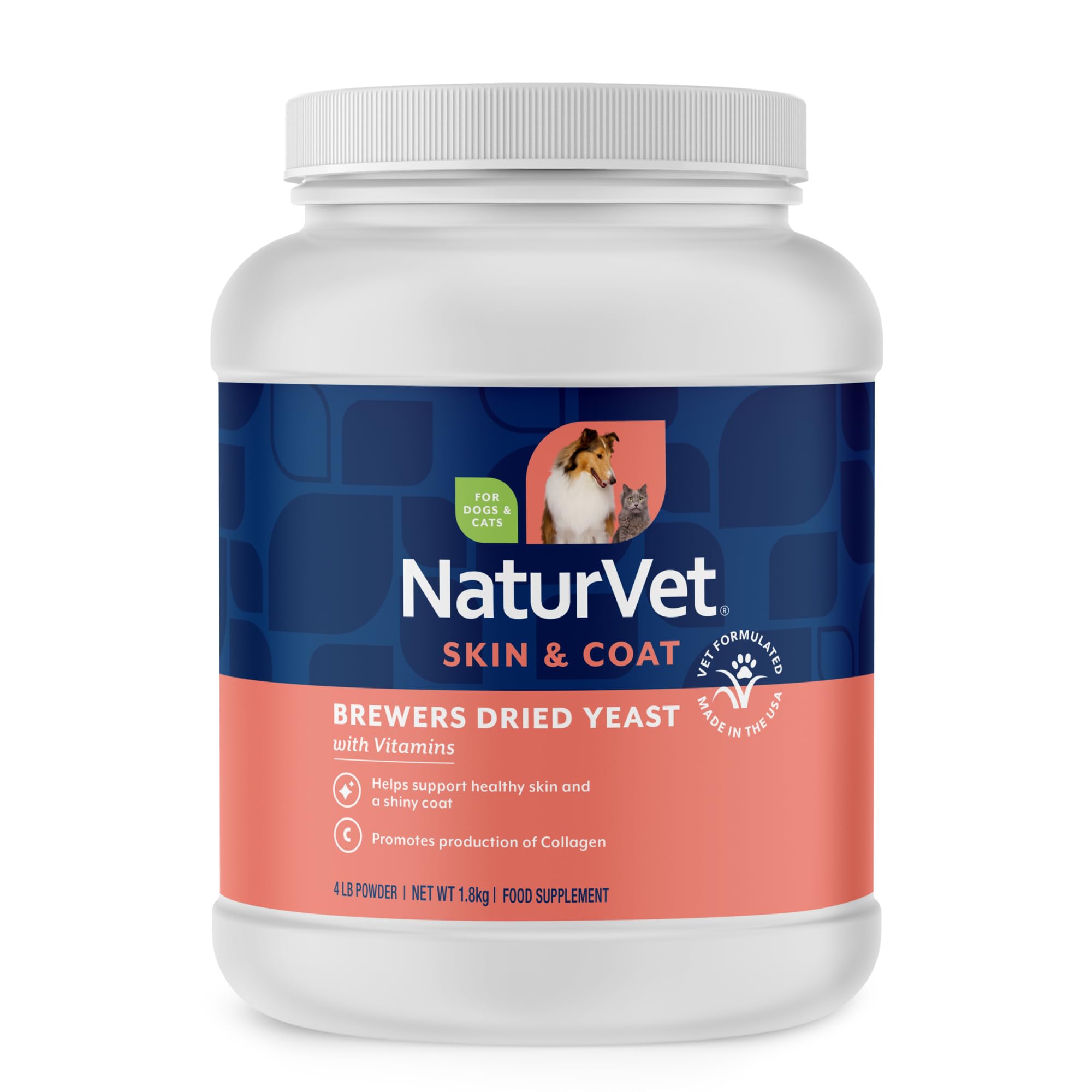 NaturVet Brewer's Dried Yeast Garlic Flavor Package shows a palatable skin and coat support.