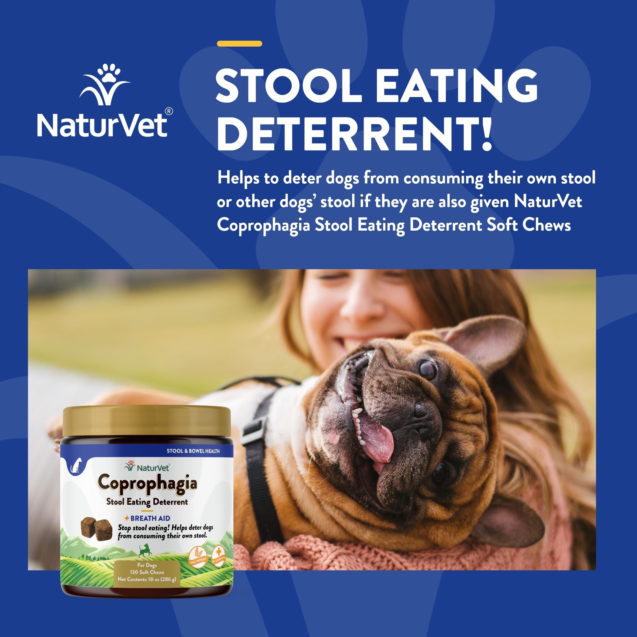 NaturVet Coprophagia Dog Chew Dispensing on hand for convenient daily use