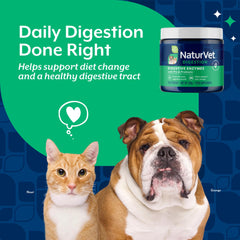 NaturVet Digestive Enzymes packaging for dogs and cats with digestive support.