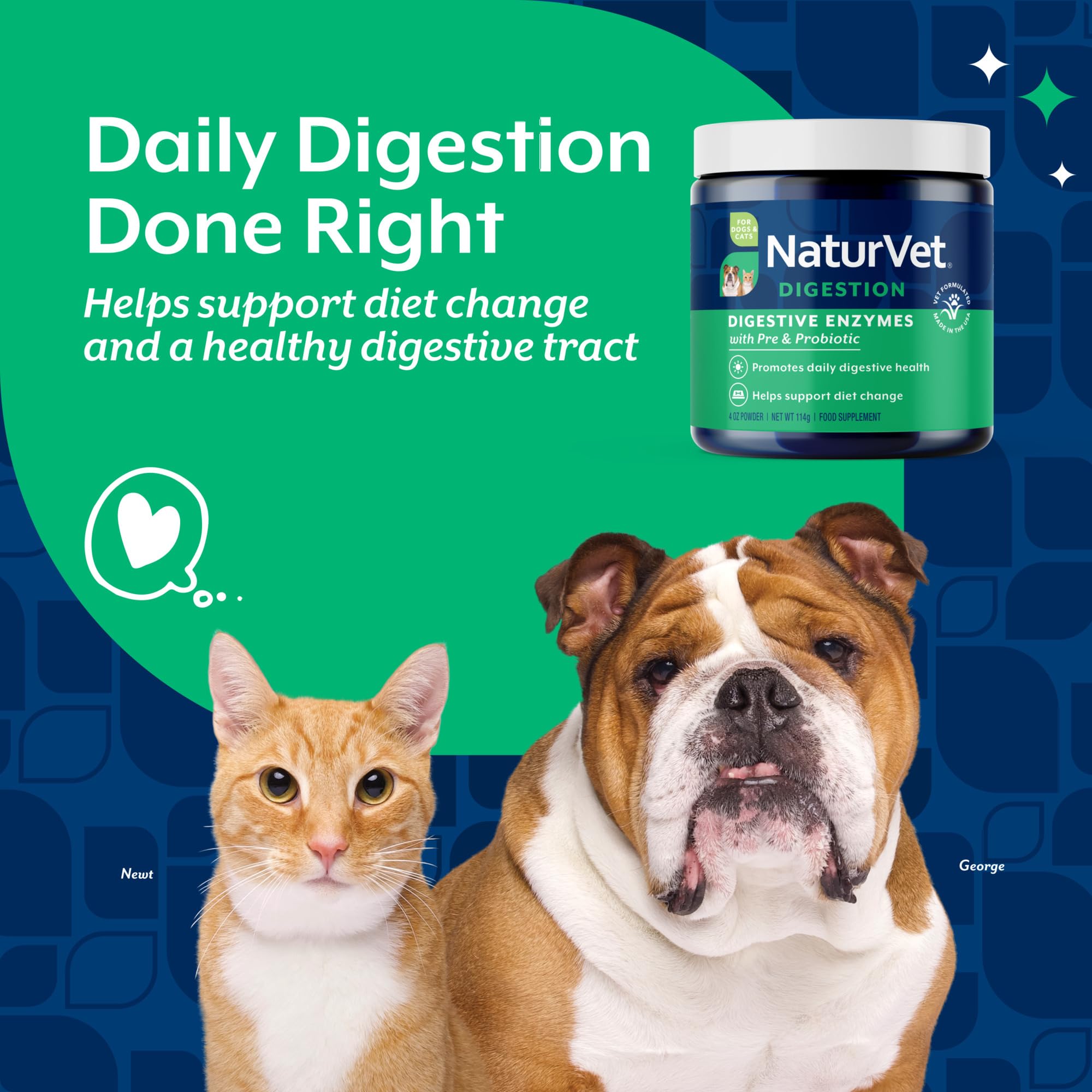 NaturVet Digestive Enzymes label close-up shows vegetable-based enzyme blend