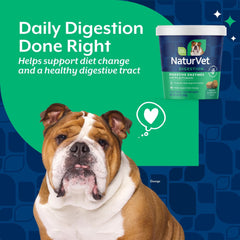 NaturVet Probiotics Prebiotics label highlights gut balance benefits for dogs.