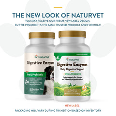NaturVet Digestive Enzymes tablets closeup highlighting dog and cat chewables.