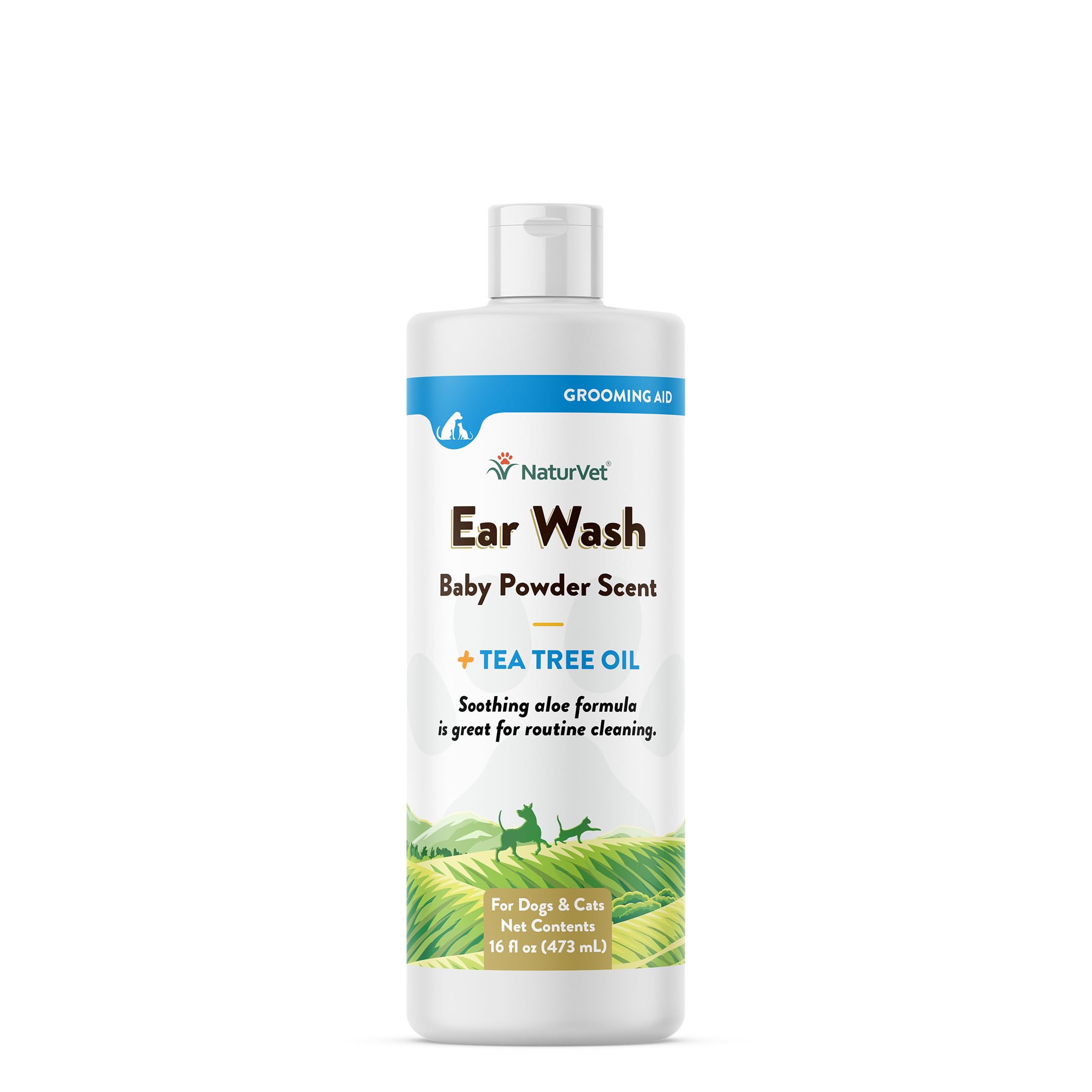 NaturVet Ear Wash liquid bottle closeup helps maintain clean ear canals