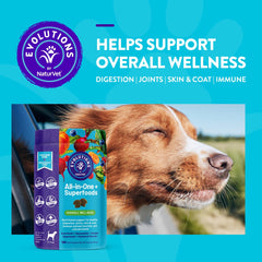 NaturVet Evolutions all-in-one soft chews coat-glow close-up shows glossy coat benefit.