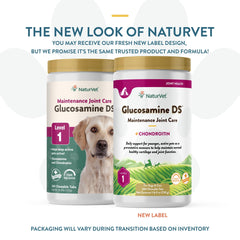 NaturVet Glucosamine DS bottle label closeup showing ingredients for joints