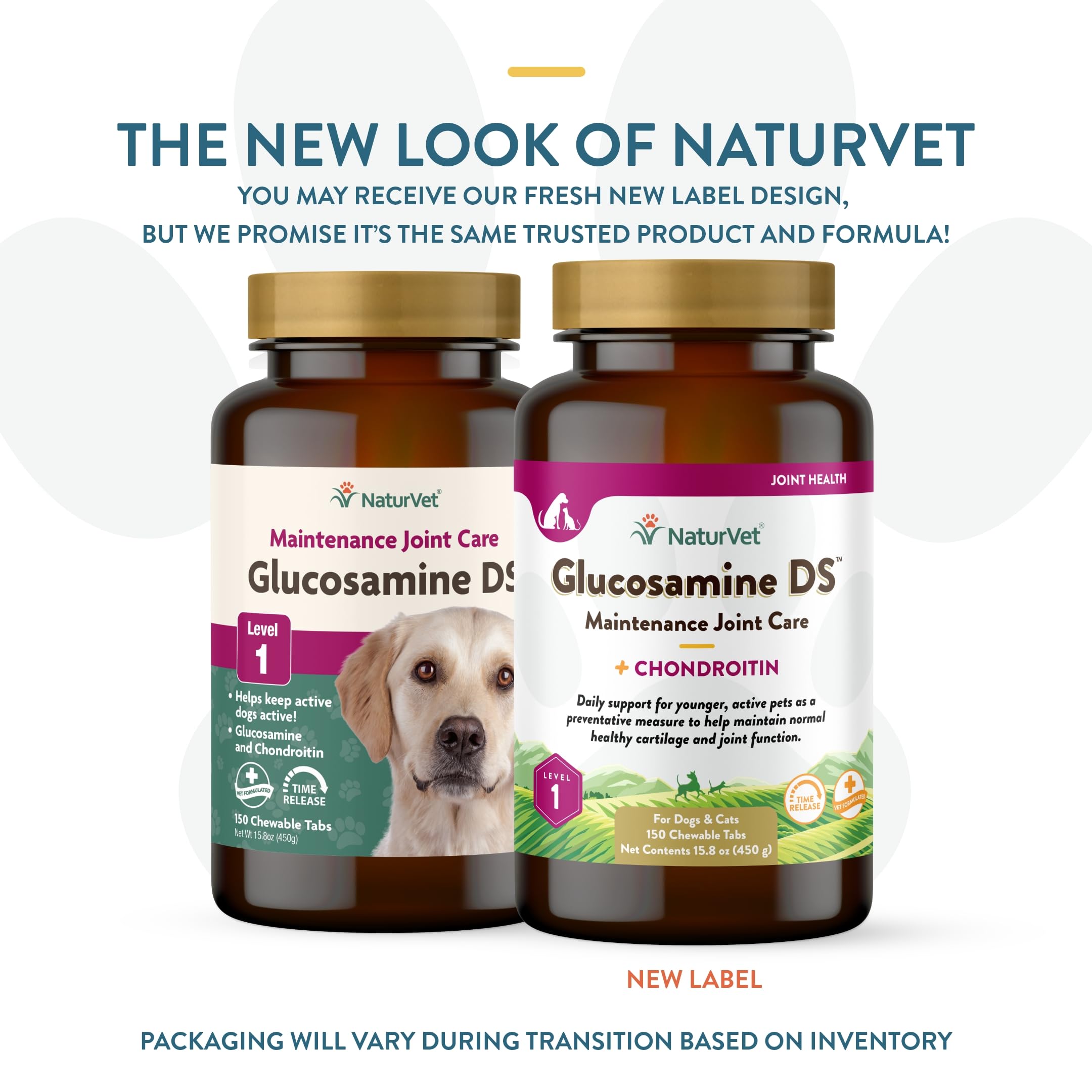 NaturVet glucosamine-ds-ingredients-chondroitin-tablets features cartilage-supporting ingredients for mobility.