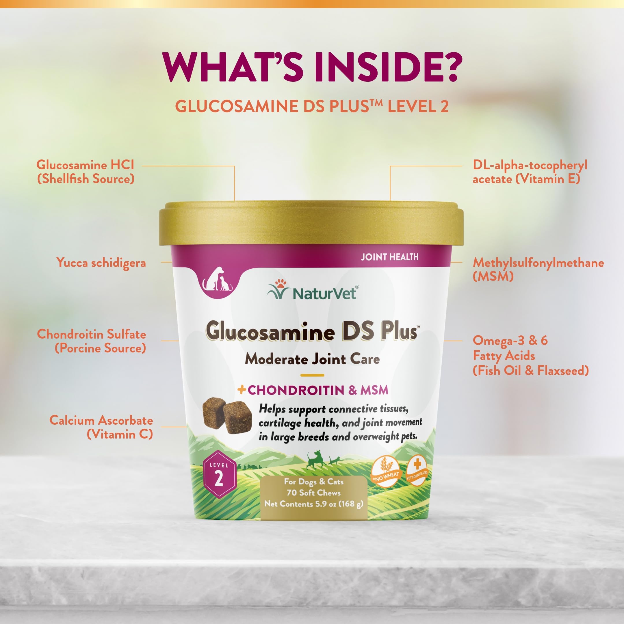 NaturVet Glucosamine DS Plus US-made label and quality mark
