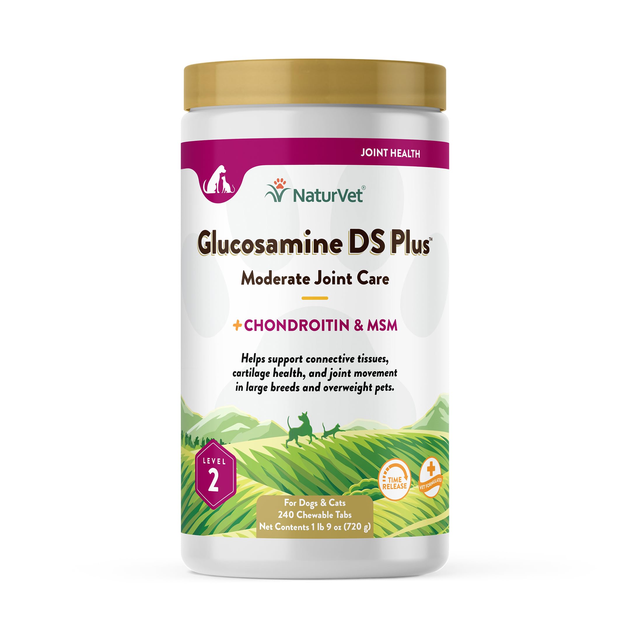 NaturVet glucosamine ds plus level 2 chewable tablets for joints and mobility.