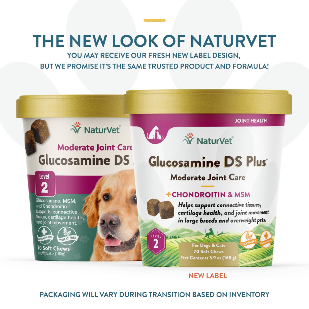 NaturVet Glucosamine DS Plus bottle being poured for daily use