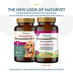 NaturVet Glucosamine DS Plus time-release tablets closeup highlighting long-lasting joint care.